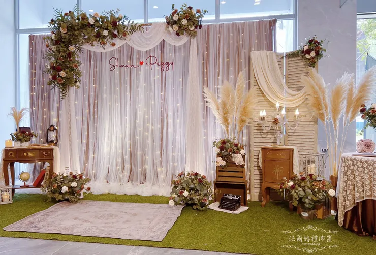 #亞果遊艇城亞果薈-安妃屈蒂廳-美式復古風婚禮佈置-法爾婚禮佈置