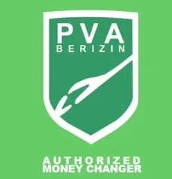 有認證的換錢所 Authorized Money Changer門口玻璃上都會貼上綠色盾牌形狀 PVA Berizin (全名 Pedagang Valuta Asing Berizin) 的標示貼紙，代表經過認證、比較安全