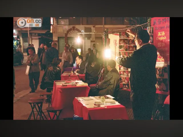 廟街的「算命睇相」攤擋，顧客被一個大燈泡照亮睇相，所以才有「照田鷄」的俗語。