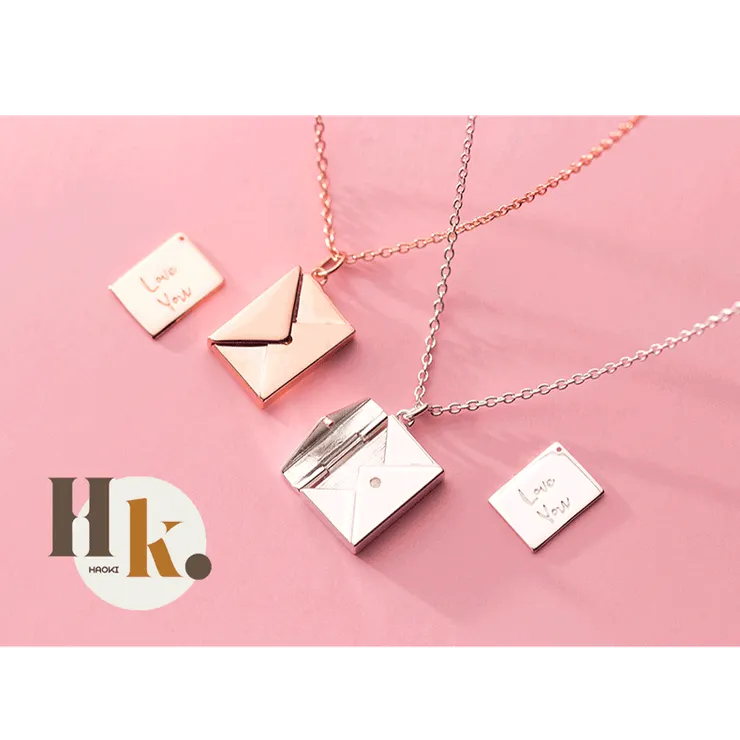 s925純銀韓版四方形信封項鍊