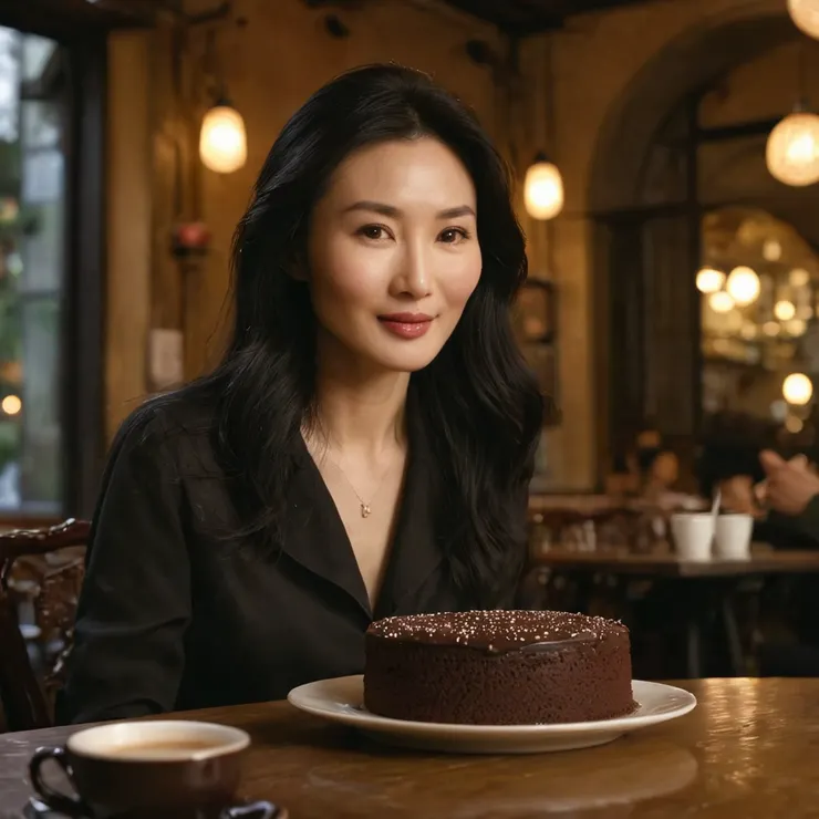 準備吃蛋糕的美女