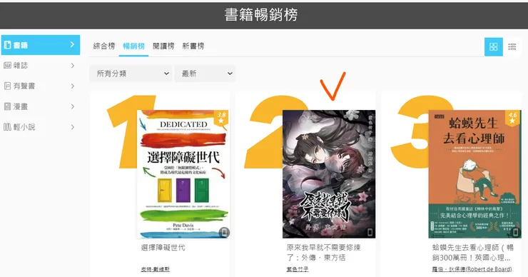 讀墨電子書銷售總榜第二名