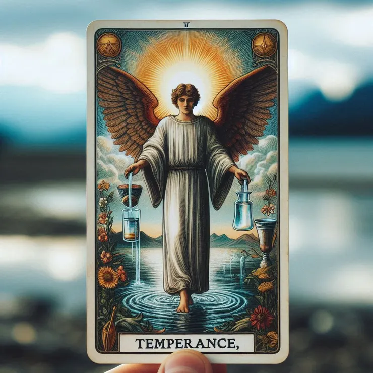 節制牌，AI繪製，依照偉特塔羅概念