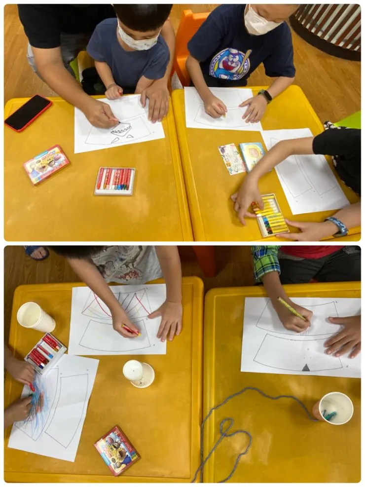 這次比較少人跟我畫一樣的了，看著小朋友們各自畫出喜歡的圖案，真好！