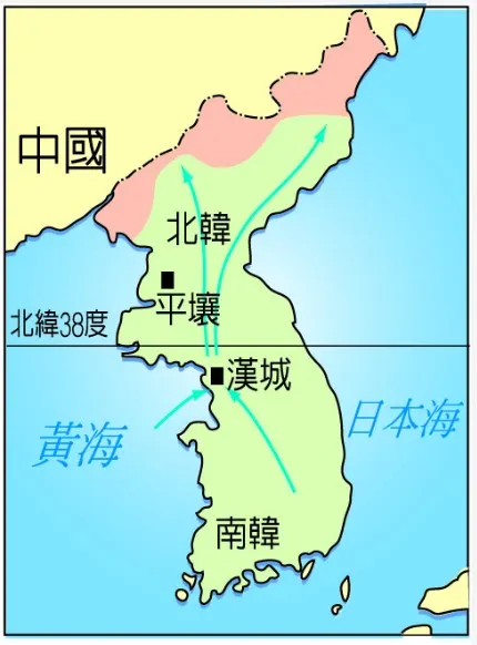美軍協助仁川登陸作戰,而逆轉戰局的聯合軍隊〈圖:翰林雲端學院〉