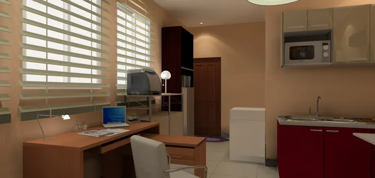 坐在床上看到房間的盡頭。就是這麼大了。