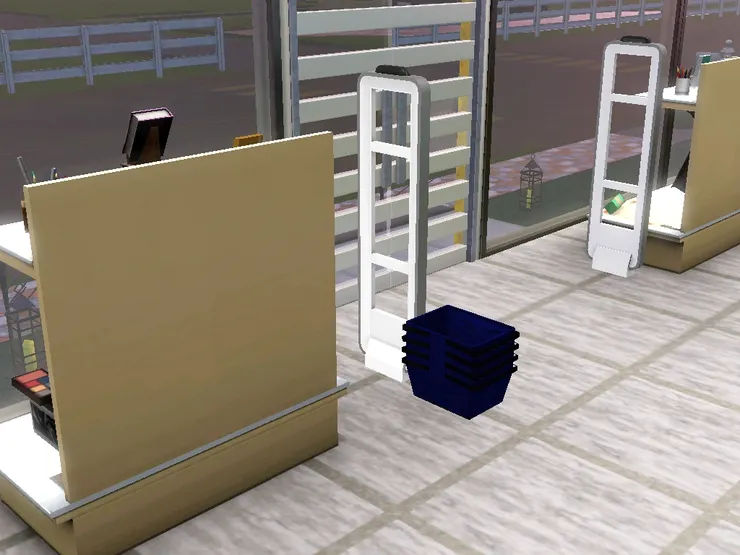 書舖門口當然會有電閘，而旁邊也有購物籃，方便客人。