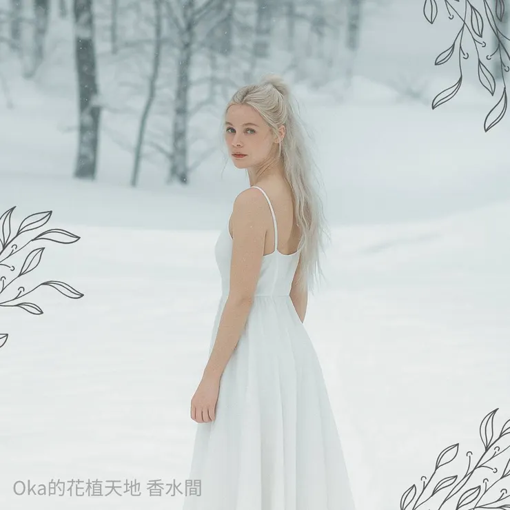 似雪又像霜，細緻又孤傲- 孤女香水意象圖 (AI 生成圖片)