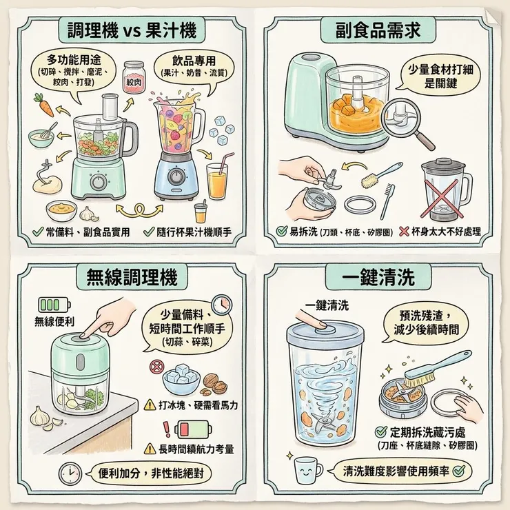 調理機 FAQ：破壁機、果汁機、切碎機差在哪