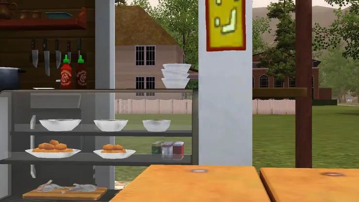 生熟食物放在一起，雖然有汽水...但這些應該是假的display吧。