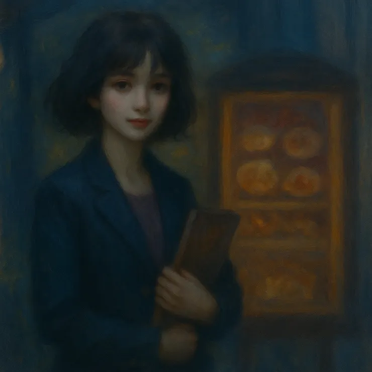 Each evening, she would sit beneath a flickering sign where colors blurred into soft gradients.