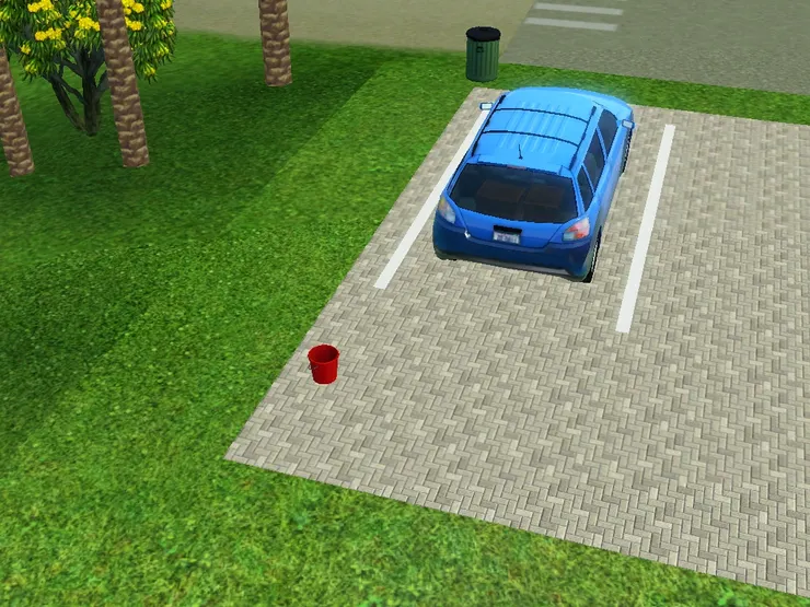 停車位沒理由是草地吧，因此鋪了快乾的石磚。