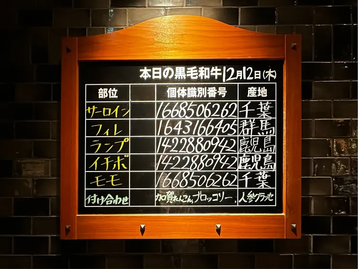 每天店家都會記錄和牛來貨的產地及編號，雖然我看不懂…