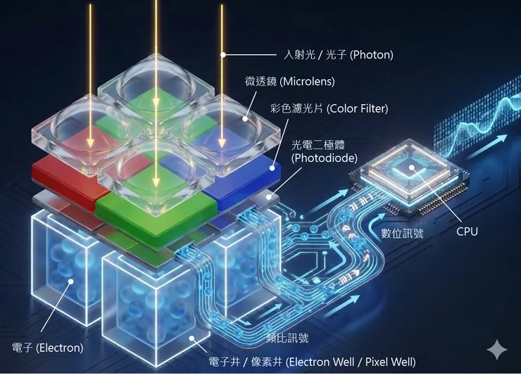 像素進行光電轉換過程