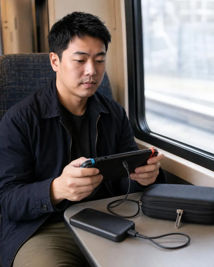 梁練偉在外出場景測試掌機續航，評估 Switch 2 通勤與旅行使用需求