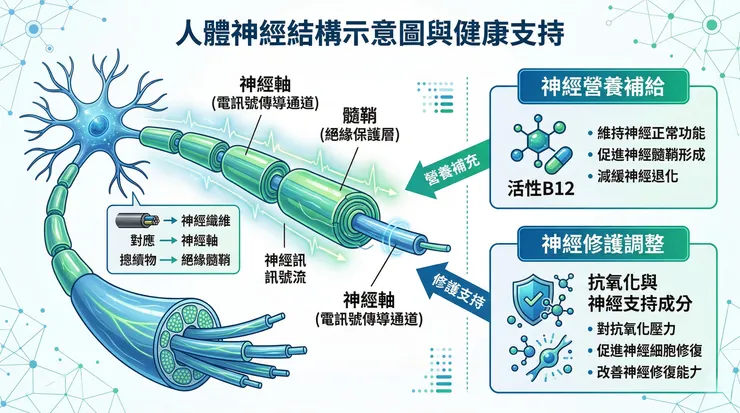 👉 神經就像電線，髓鞘負責保護與穩定訊號傳導