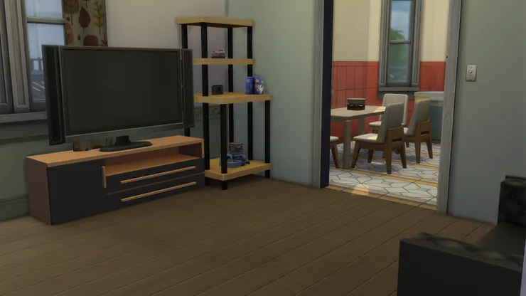 電視機旁的架子則是放遊戲機和影音產品。