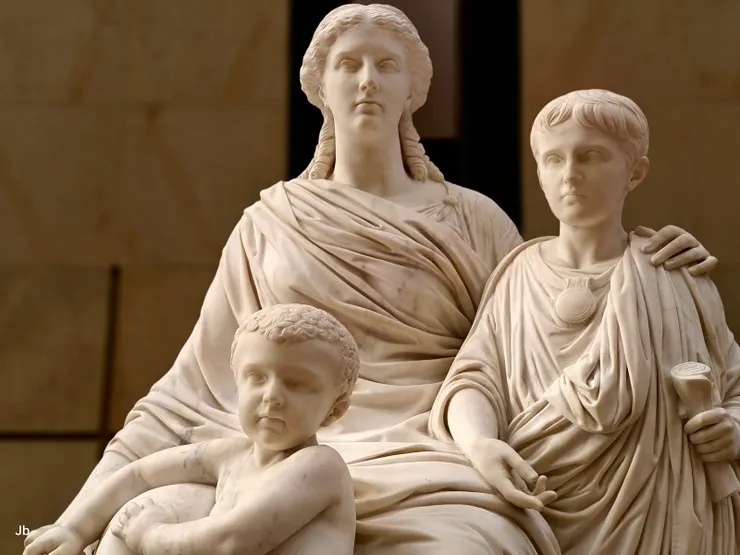 【所有人類的輝煌創造都一脈相承！皮埃爾-朱爾·卡弗里爾(Pierre-Jules Cavelier) 的《科爾內利亞，格拉古兄弟之母》(Cornelia, Mother of the Gracchi)，1861 年。】