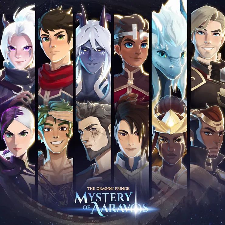  可以看到每個角色都五彩繽紛，各自的元素與國家都有代表色。圖片來源自：The Dragon Prince FB