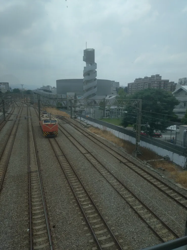 結束後從跨站天橋俯瞰拍照