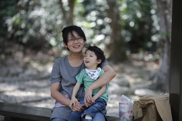 20150416我們也帶祐來挑水古道看桐花。