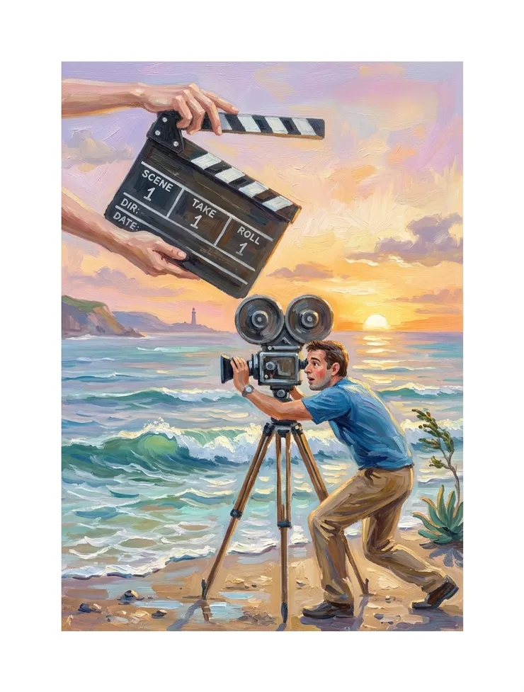 拍戲中的導演。