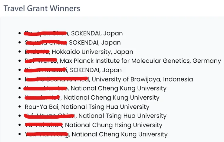 拿到Travel Grant也算是一種精神補償