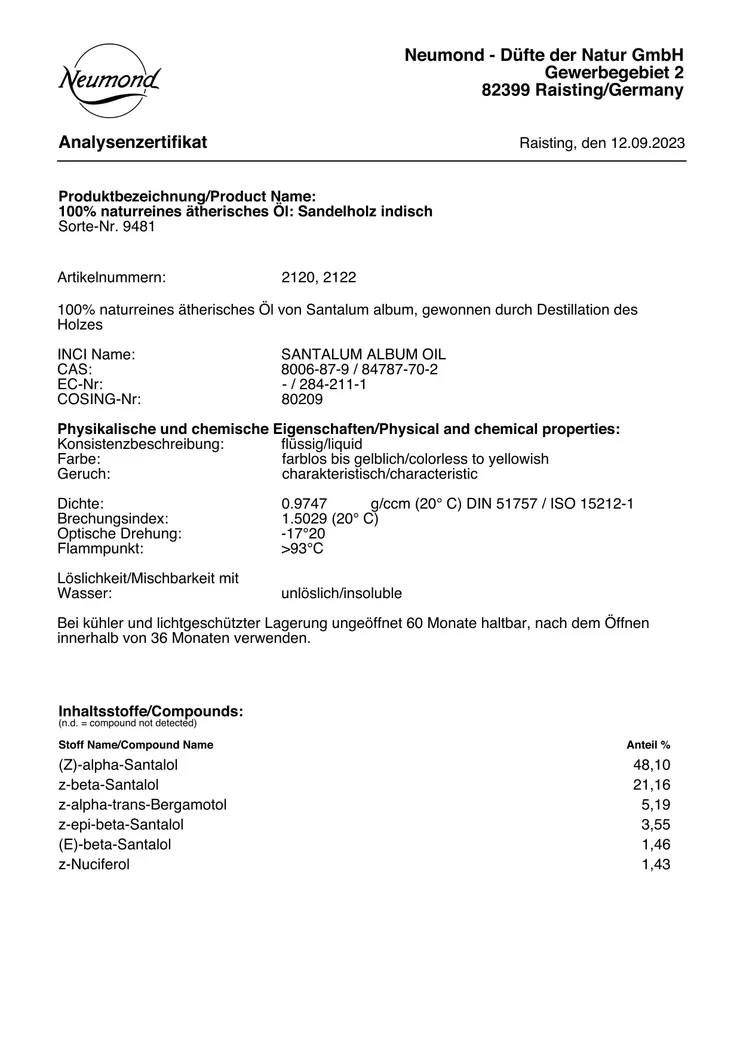 Neumond 印度檀香報告