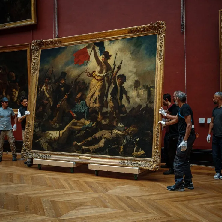 半年前卸下並準備進行清潔的畫作(圖片來源：bdullah Firas/ABACA/REX/Shutterstock)