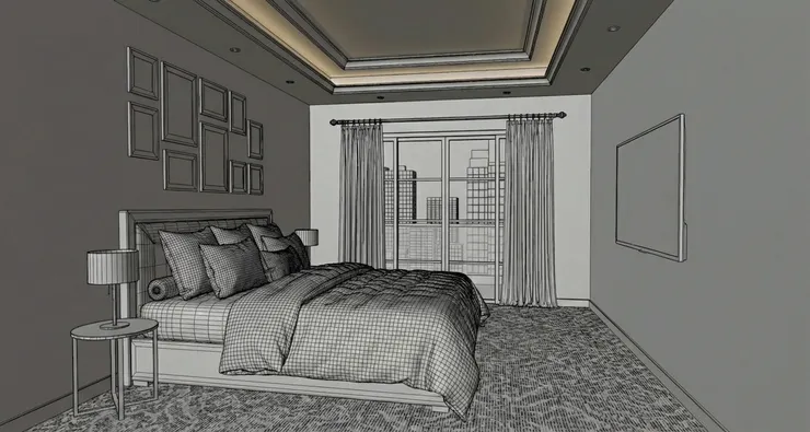 Guestroom Revit model prepared for Render AI Image Generator
