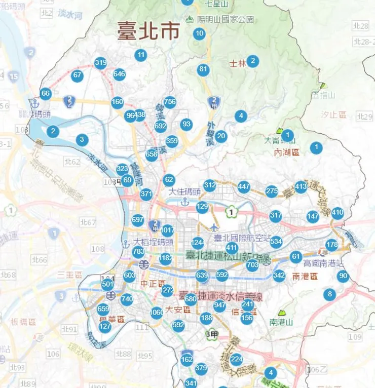 台北市防空洞地圖