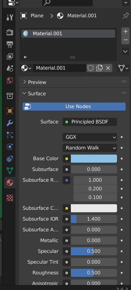 材質面板，這邊只加入簡單的預設材質跟色彩