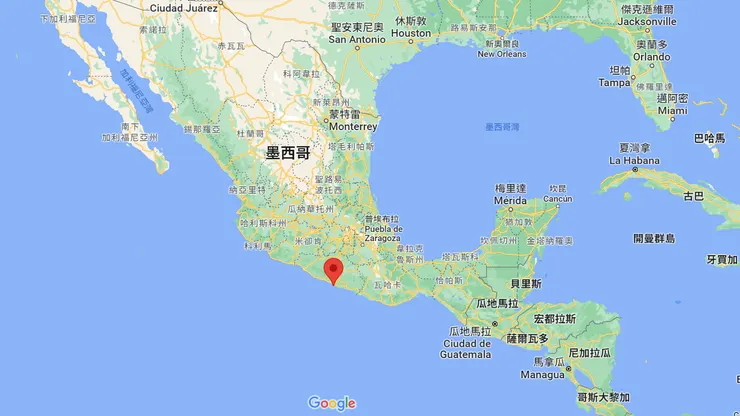 阿卡普爾科（紅標處）瀕臨太平洋。（圖片來源／Google Map截圖）