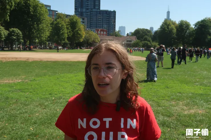 芝加哥和平猶太之聲發言人Mollie Hartenstein接受我的採訪。攝：周子愉