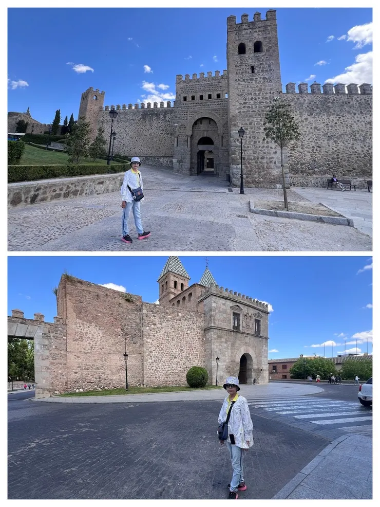 老比薩格拉門裡外側，城門只讓行人走，車輛從旁邊道路行駛。