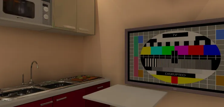 做飯時要小心撞到電視機。