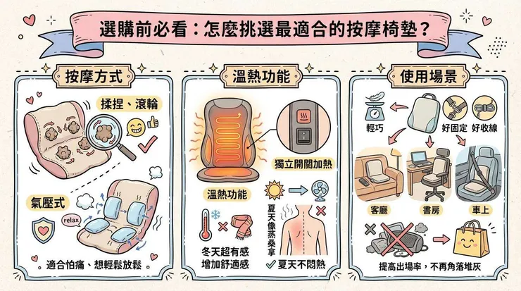 選購前必看:怎麼挑選最適合的按摩椅墊?