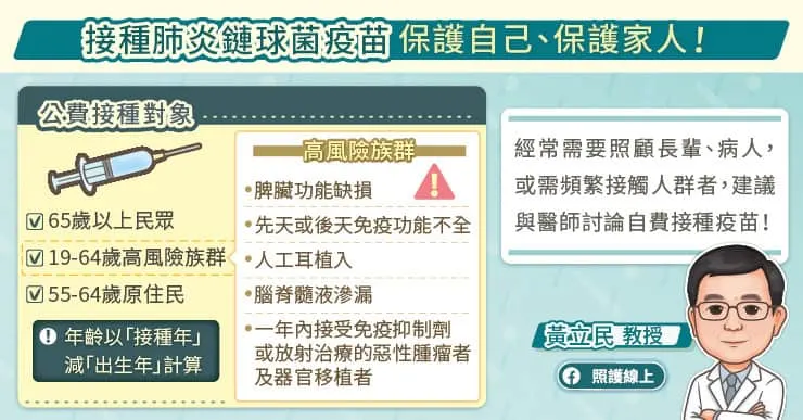 接種肺炎鏈球菌疫苗保護自己、家人