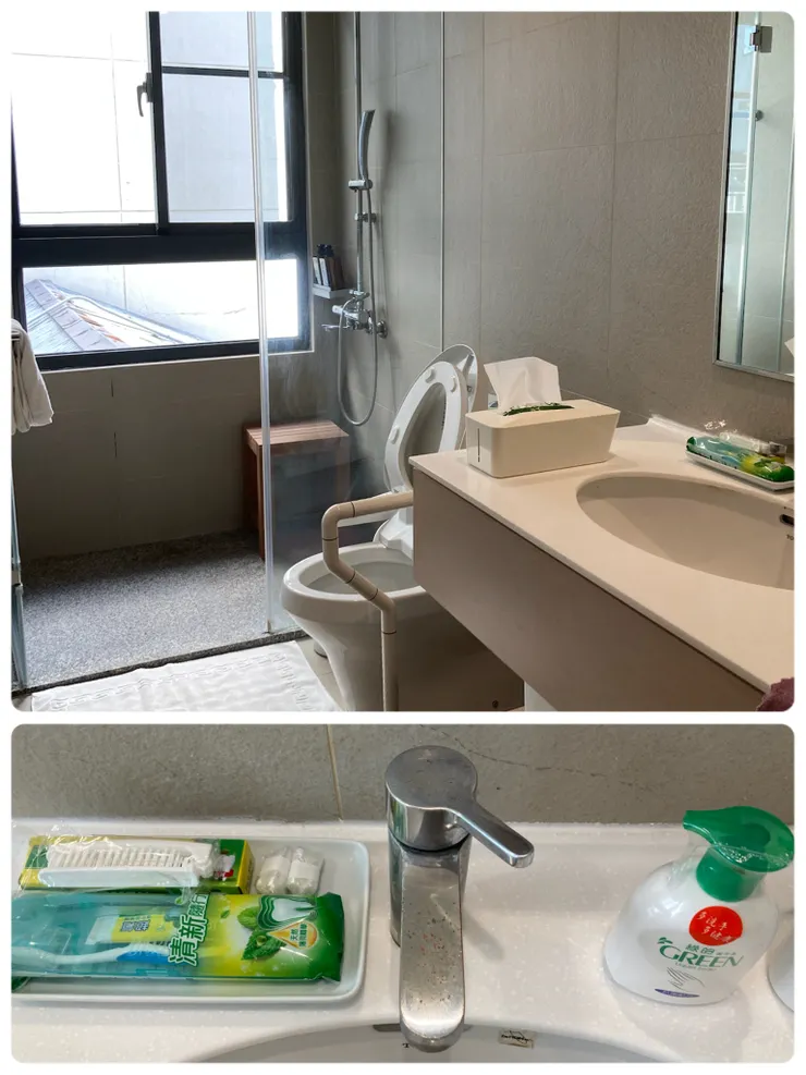  浴室內乾濕分離，也有暖燈設備