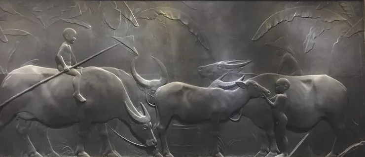 [黃土水]的浮雕作品{水牛群像} (圖片取自維基百科)