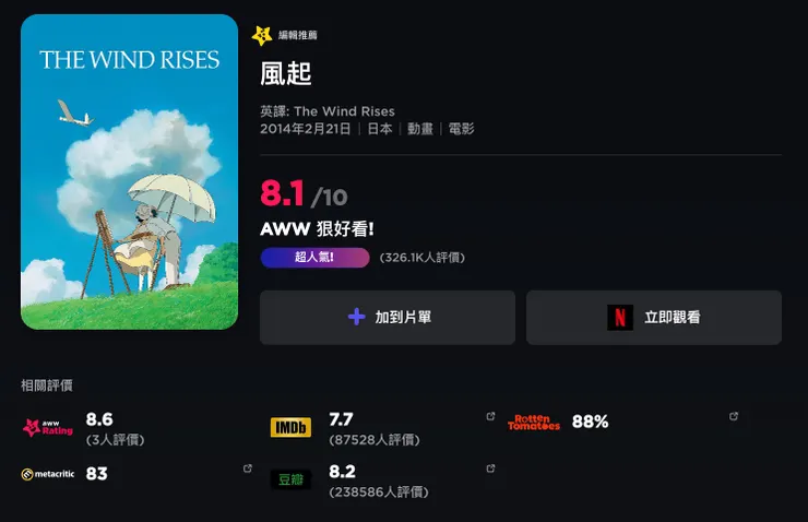 風起 | 評價 8.1/10  | awwrated