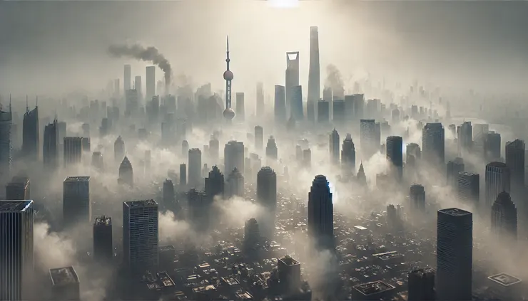 都市環境中的空氣品質示意圖