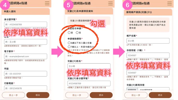 申請人及孩子資料皆需填寫