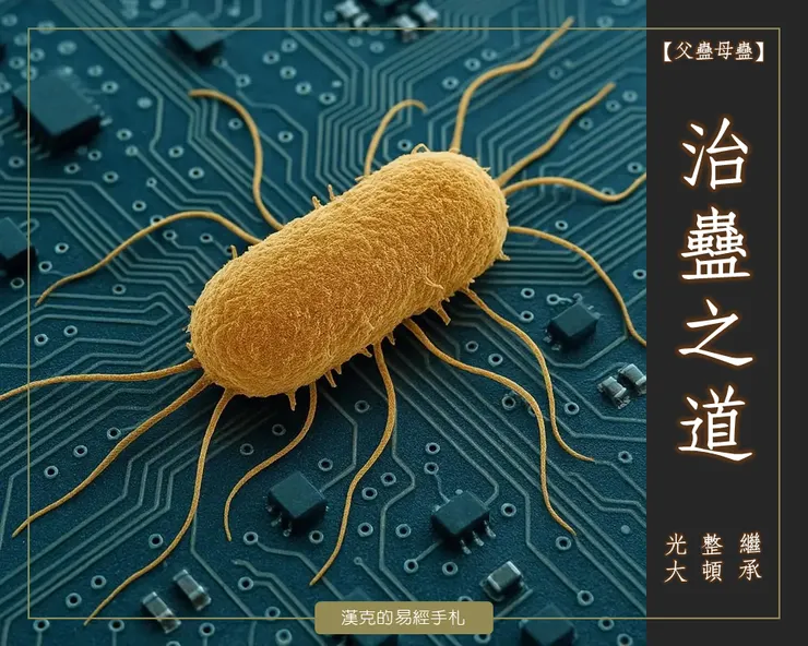 蠱卦,治理除蟲,講求溫和漸進、注重前後任的關係。 (漢克設計,AI生成圖)