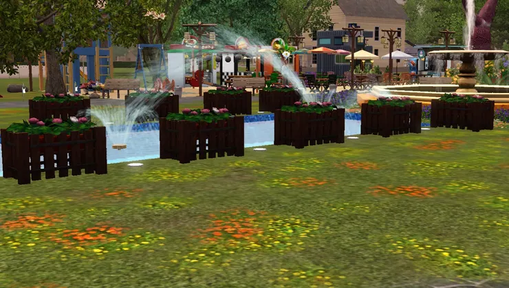 我不想草地只得青綠色，所以加上了鮮艷的小花。