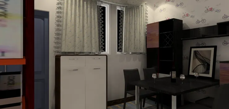 可能有人覺得餐桌旁放個鞋櫃又奇怪又礙事，但我覺得沒有放鞋子的地方不行。脫下後四處亂放嗎？