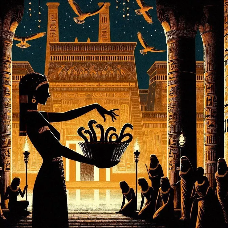 根據傳說，克麗奧佩特拉以極戲劇性的方式結束自己的生命：讓蛇毒咬致死。