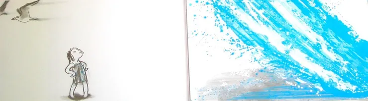 圖12 小女海衣服上的水珠是個暗示，更逗的是海鷗的「眼神」。