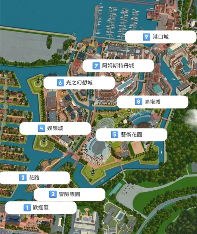 「豪斯登堡」全區域地圖。