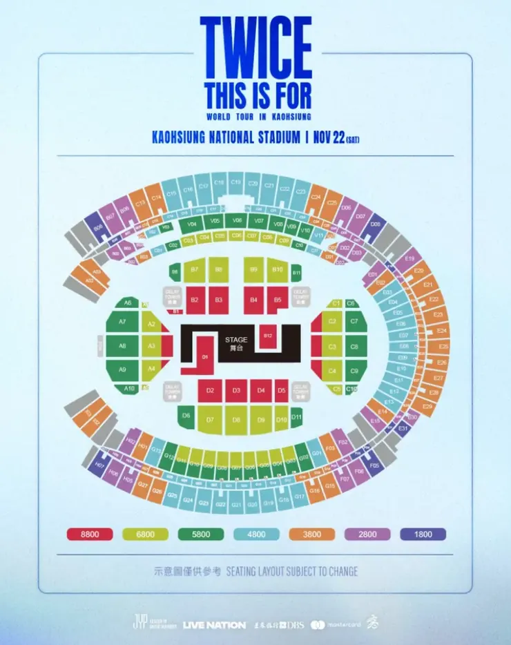 TWICE演唱會2025高雄〉座位價格圖